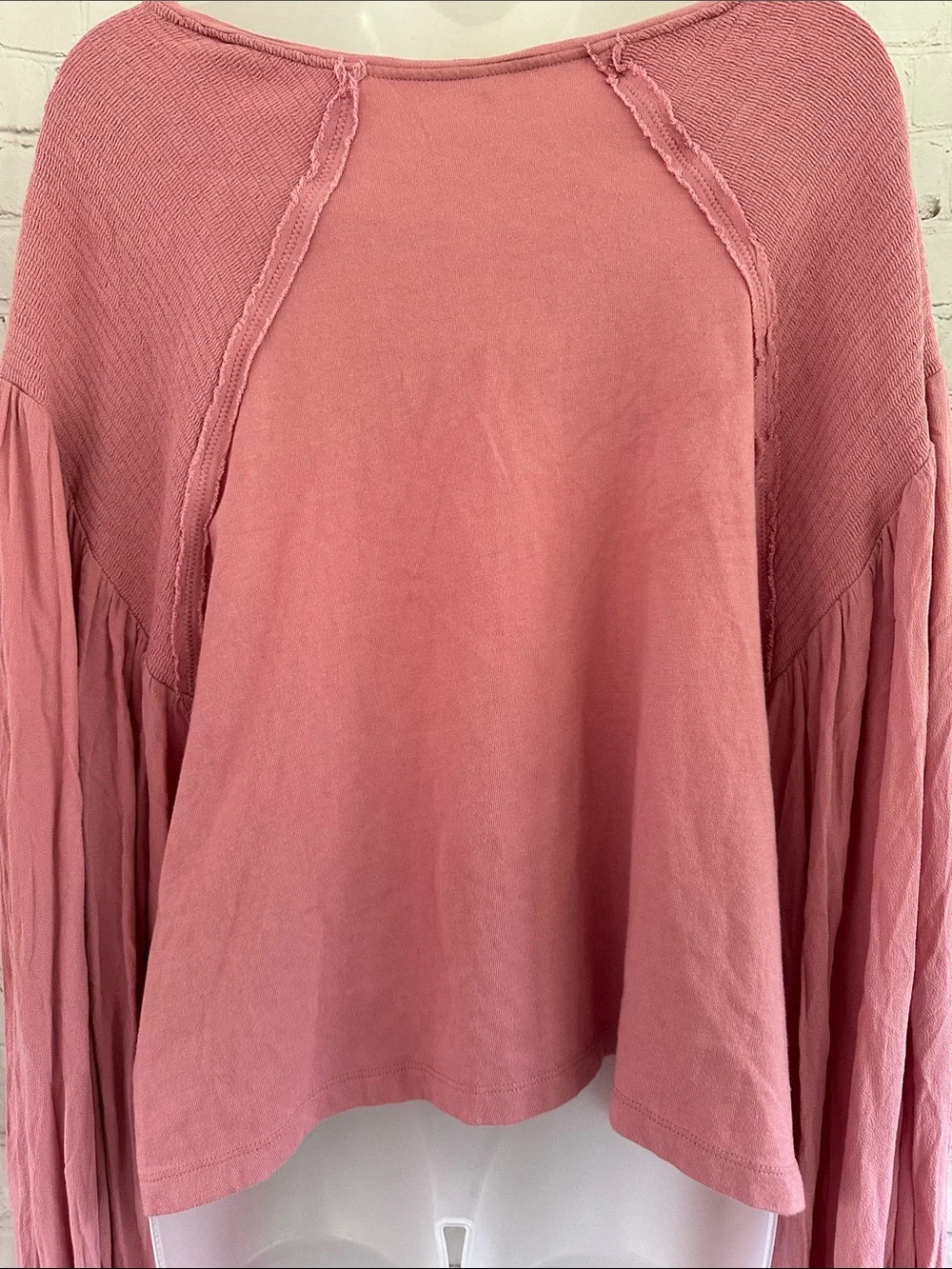 Free People Pink V-Neck Lightweight Sweatshirt